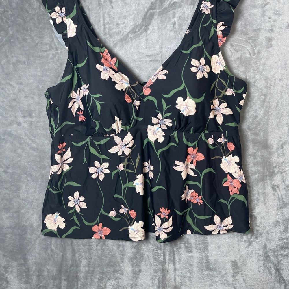 Floral Black Sleeveless Top swim top